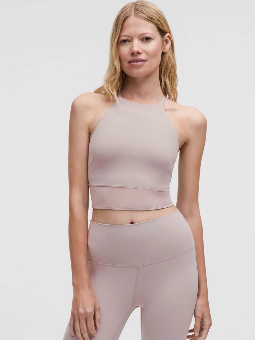 Lululemon Nulu High-Neck Mesh-Hem Tank – Mauve Grey – XXS